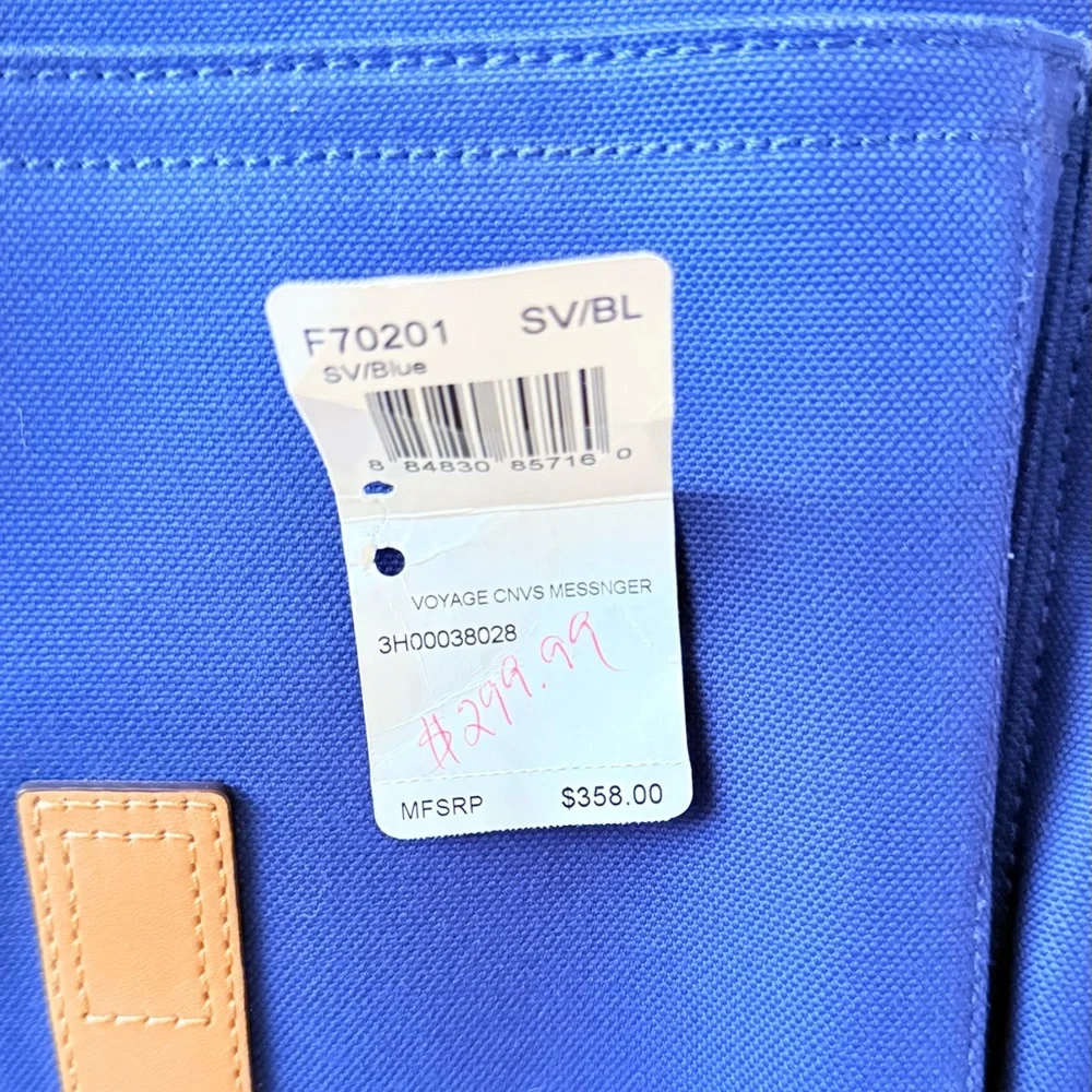 Vintage Coach Voyager Blue Canvas Messenger Bag Stripe